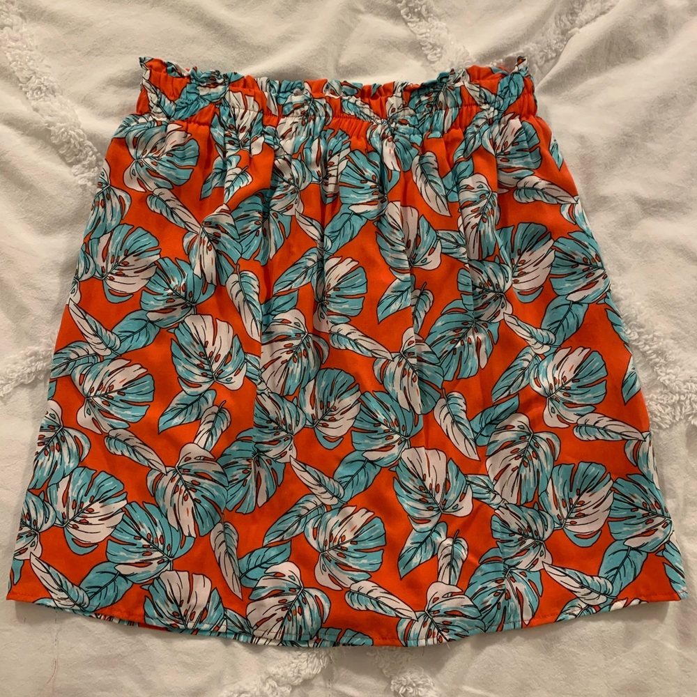 Francesca’s Orange and Teal Floral Skirt - Size M